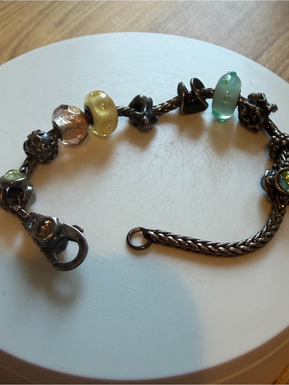 Trollbeads Bracelet with 10 Vintage Beads, Sterling Silver Chain - Picture 6 of 16
